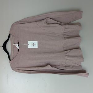 DownEast Pink Blush‎ Drop Waist Long Sleeve Shirt L